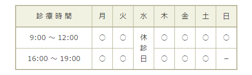 矢野どうぶつ病院　診療時間